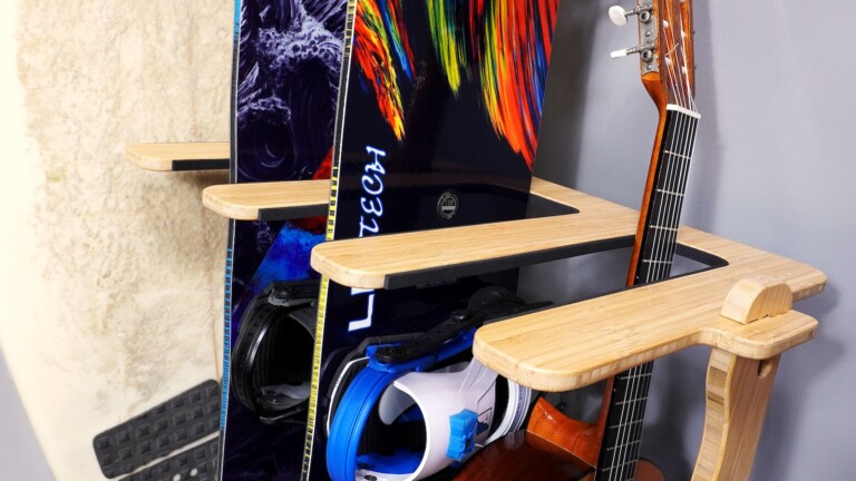 Grassracks Vertical Freestanding Surf Rack is a gorgeous rack for our outdoor gear (and guitars)!